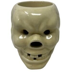 Imperial Imports Japan Skeleton Skull Mug Glazed‎ Missing Teeth Vintage Flaws